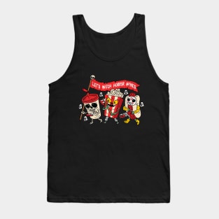 Lets Watch Horror Movies Halloween Funny Ghost Skeleton Tank Top